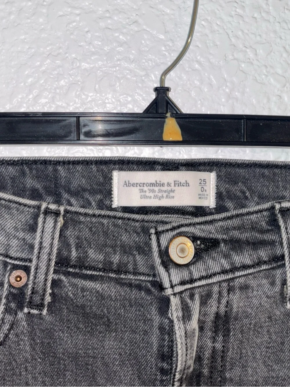 Abercrombie 90s Straight Ultra High Rise Black Gray Jeans Size 25 Y2K Denim - Picture 4 of 6